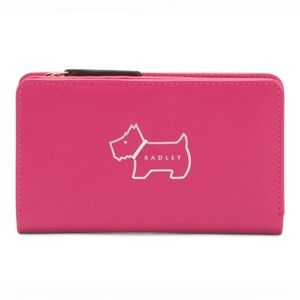 RADLEY LONDON Leather Medium Heritage Dog Outline Hot Pink Wallet